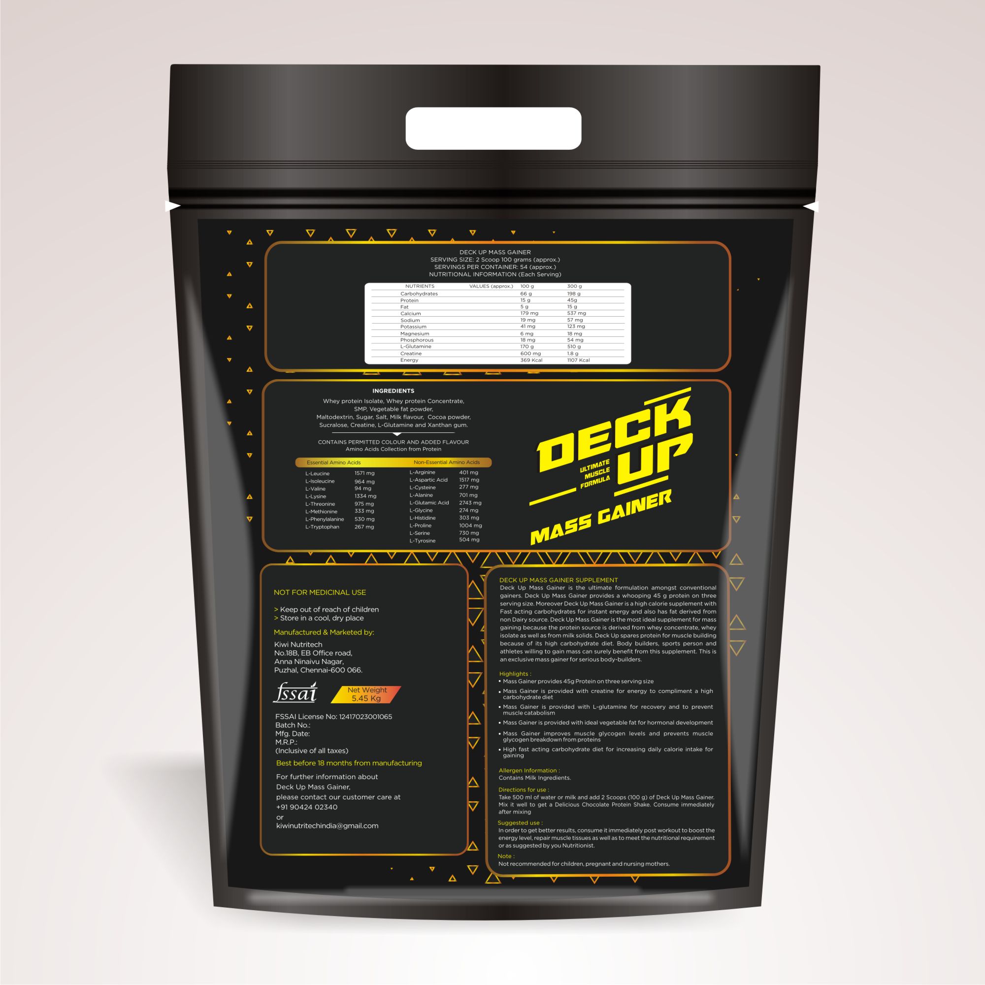 Deck Up Mass Gainer Back 12lb